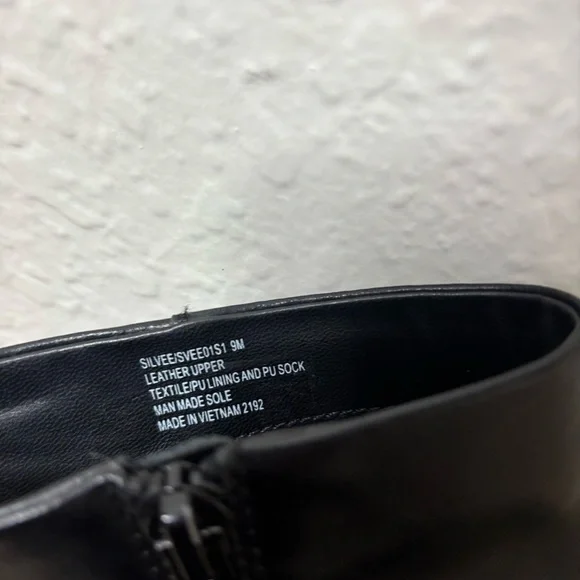 Steve Madden Silvee Black Leather Pointed Toe Block Heel Boots Size 9 - Picture 3 of 6